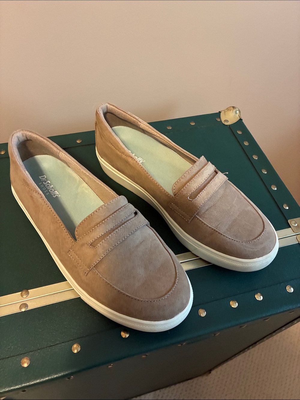 Dr. Scholl's Taupe Suede Slip-On Loafers for Women